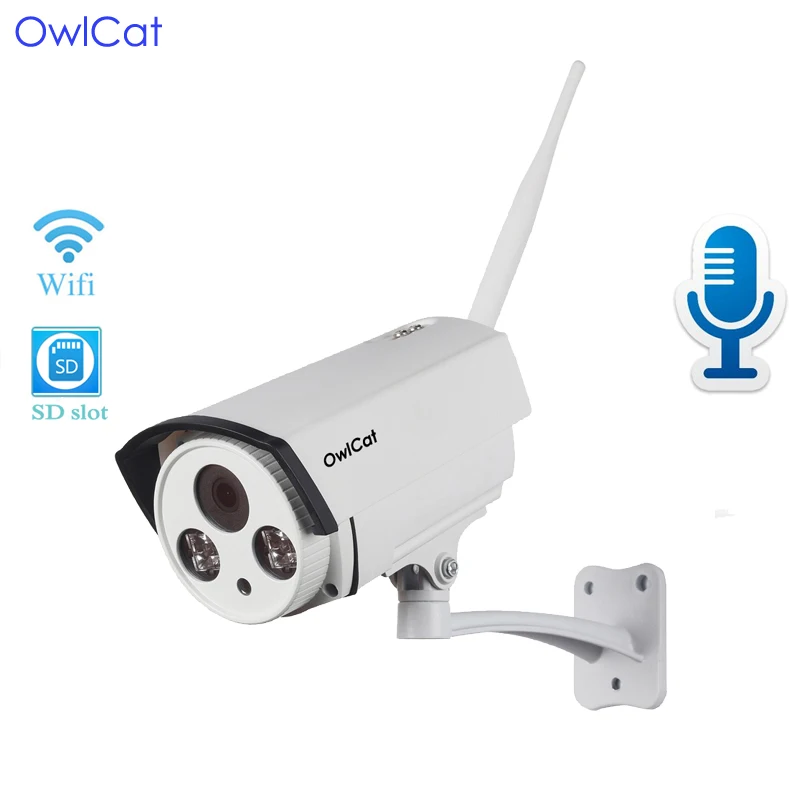 

OwlCat Home Security IP Camera Wifi Wireless Bullet IP Camera HD 1080P 2MP with Audio Microphone IR Infrared P2P SD card slot