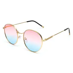 Модные Классические Винтажные Солнцезащитные очки женские красочные оттенки для вождения круглые очки металлический каркас прозрачные