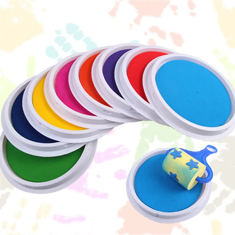 6 цветов чернильная прокладка для печати DIY Finger Painting Graffiti Craft большая круглая чернильная подушечка забавные обучающие игрушки для рисования детей