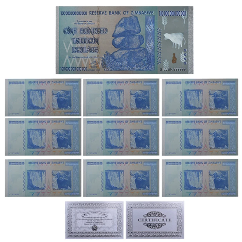 Wr Colorful Zimbabwe 100 Trillion Dollar Gold Plated Banknote Wr Colorful Zimbabwe 100 Trillion Dollar Gold Plated Banknote Collection Replica Money With Cerfiticate Card For Christmas Gifts In Banknotes From Home