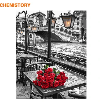 

CHENISTORY 40x50cm Rose DIY Painting By Numbers Kits Acrylic Picture Hand Painted Oil Painting On Canvas For Wall Art Picture
