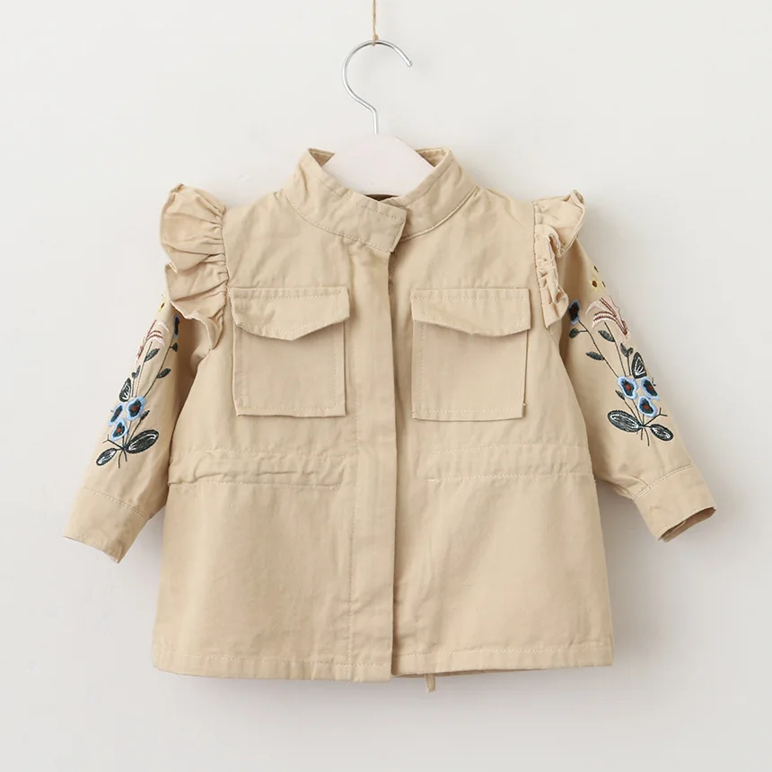 Girls Embroidery Jackets Spring Kids Floral Coats Children Autumn