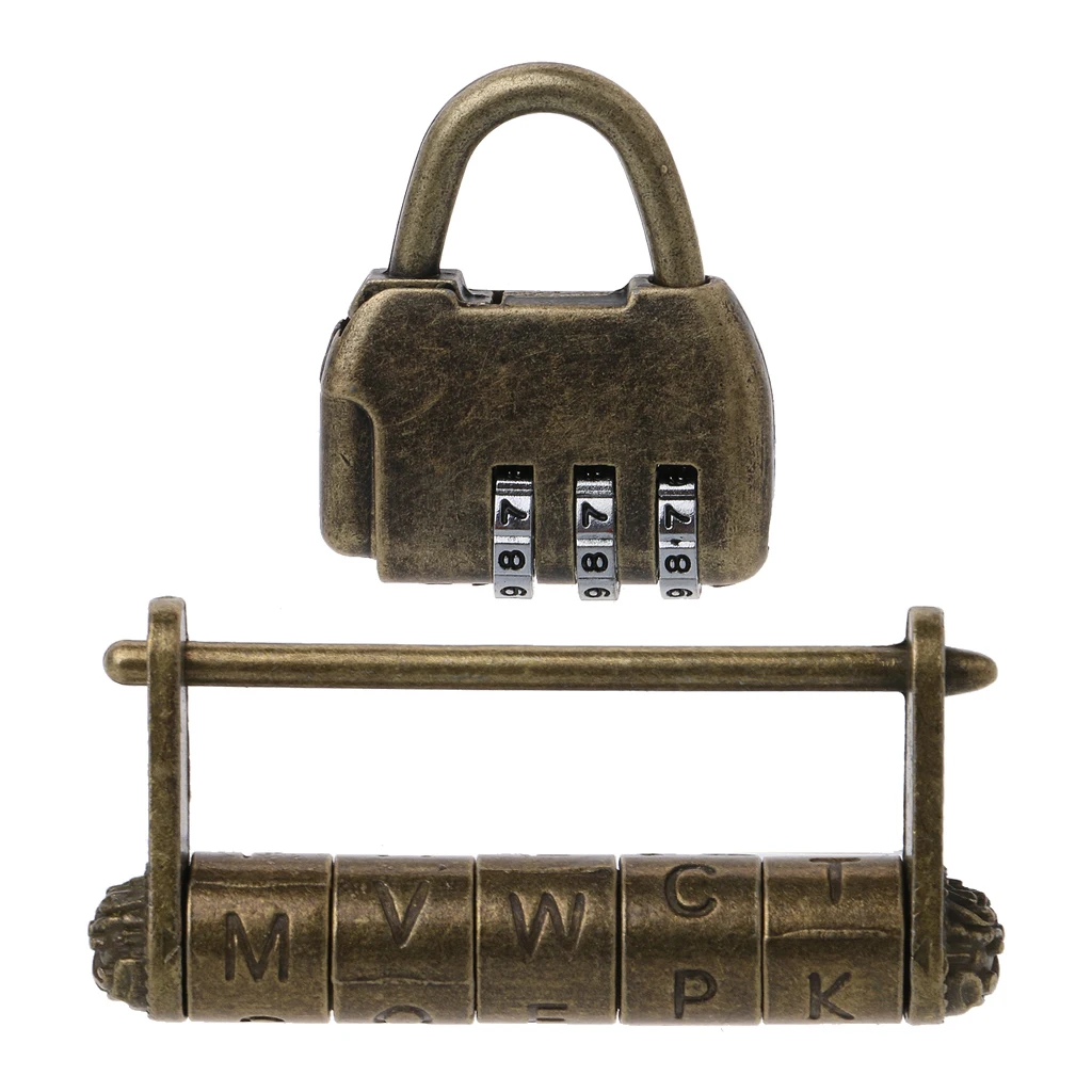 

Antique Vintage Combination Password Padlocks Decor Locks for Jewelry Wooden Box