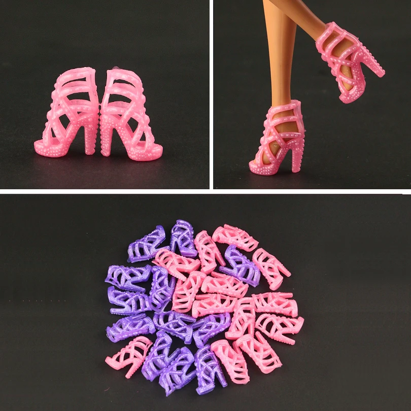 

10 pair / lot High Quality pink shoes for barbie Doll Fashion beautiful short boots for barbie Doll accessories 2 color for you