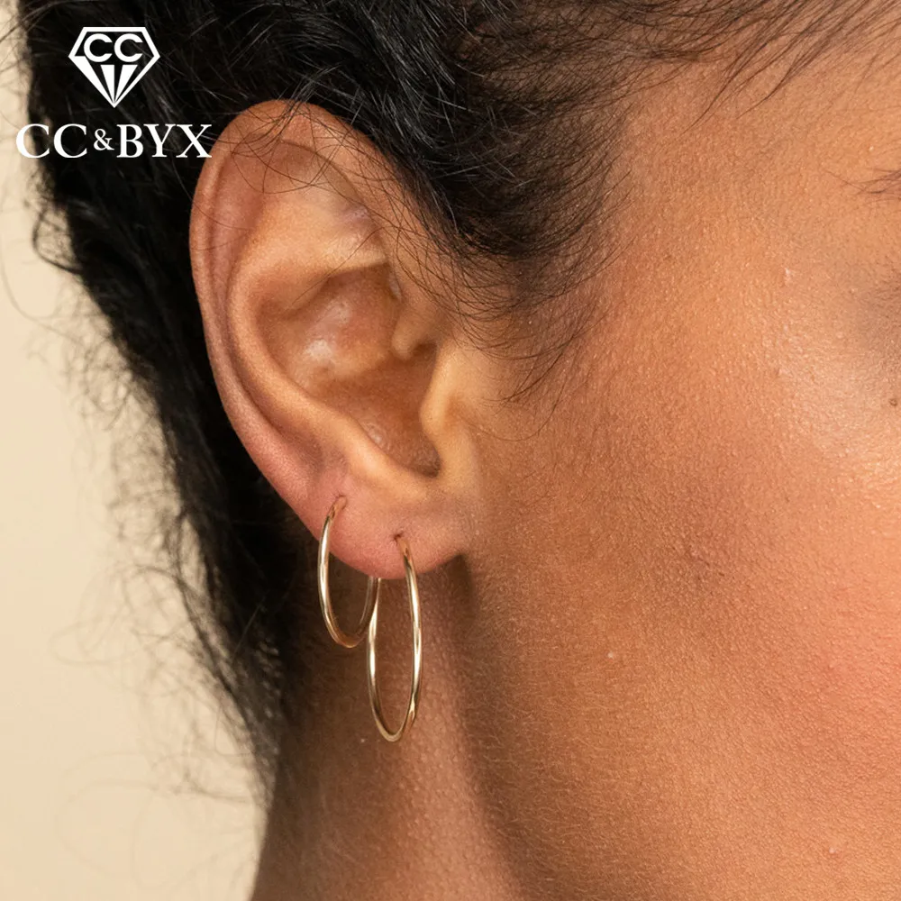

CC Stainless Steel Hoop Earrings For Women 20mm 25mm HipHop Style Trendy Jewelry Circle Earrings Party Free Shipping CDER011