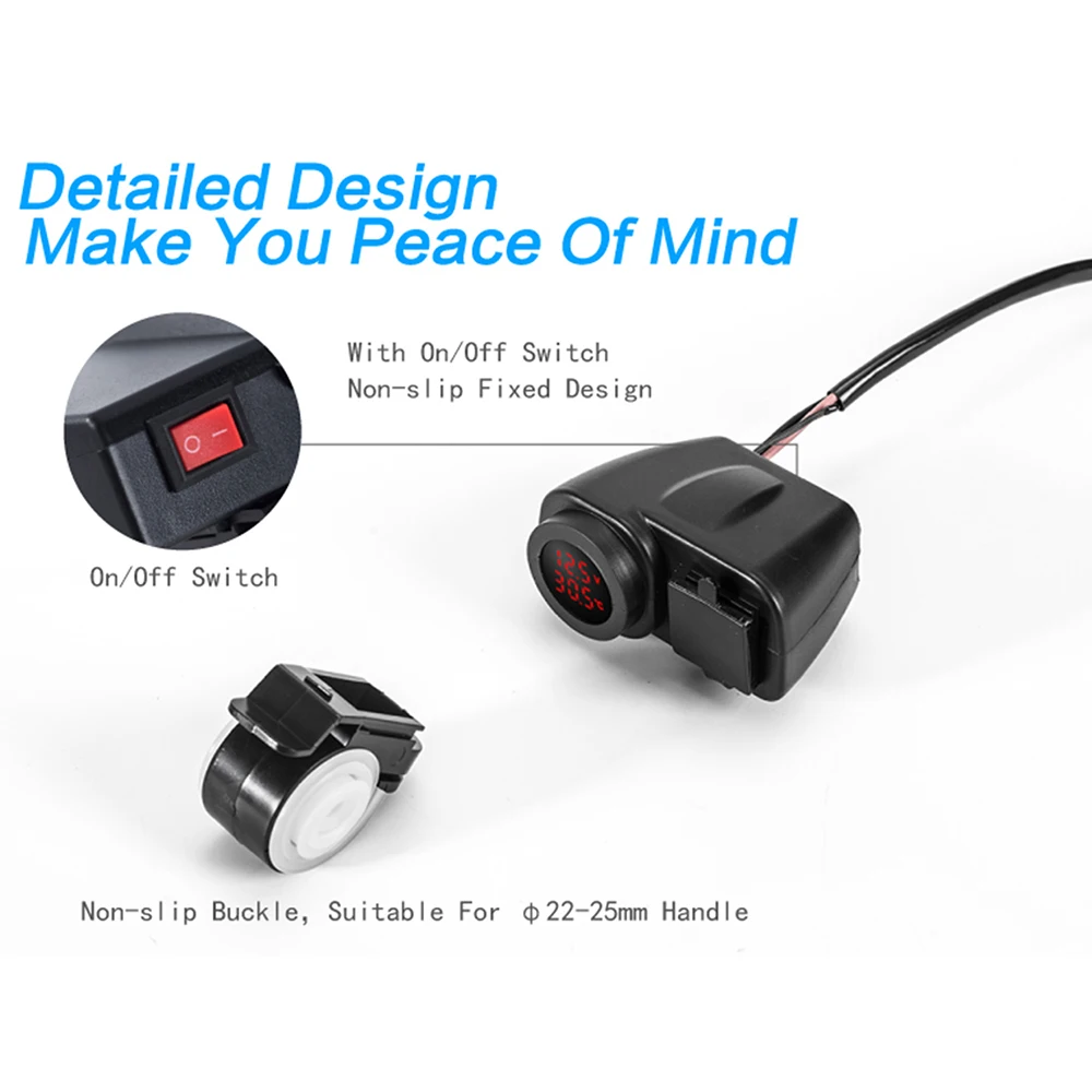 12V 4.2A мотоцикл двойной USB зарядное устройство 2.1A + до 5V с вольтметр светодиодный