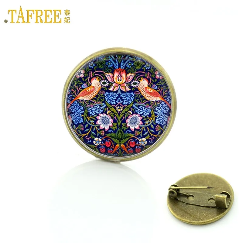 TAFREE خمر امرأة الحيوان بروش الزجاج قبة صورة فنية الطيور دبابيس دبابيس ل دعوى سترة تقتطع مجوهرات بأشكال حيوانات BP01