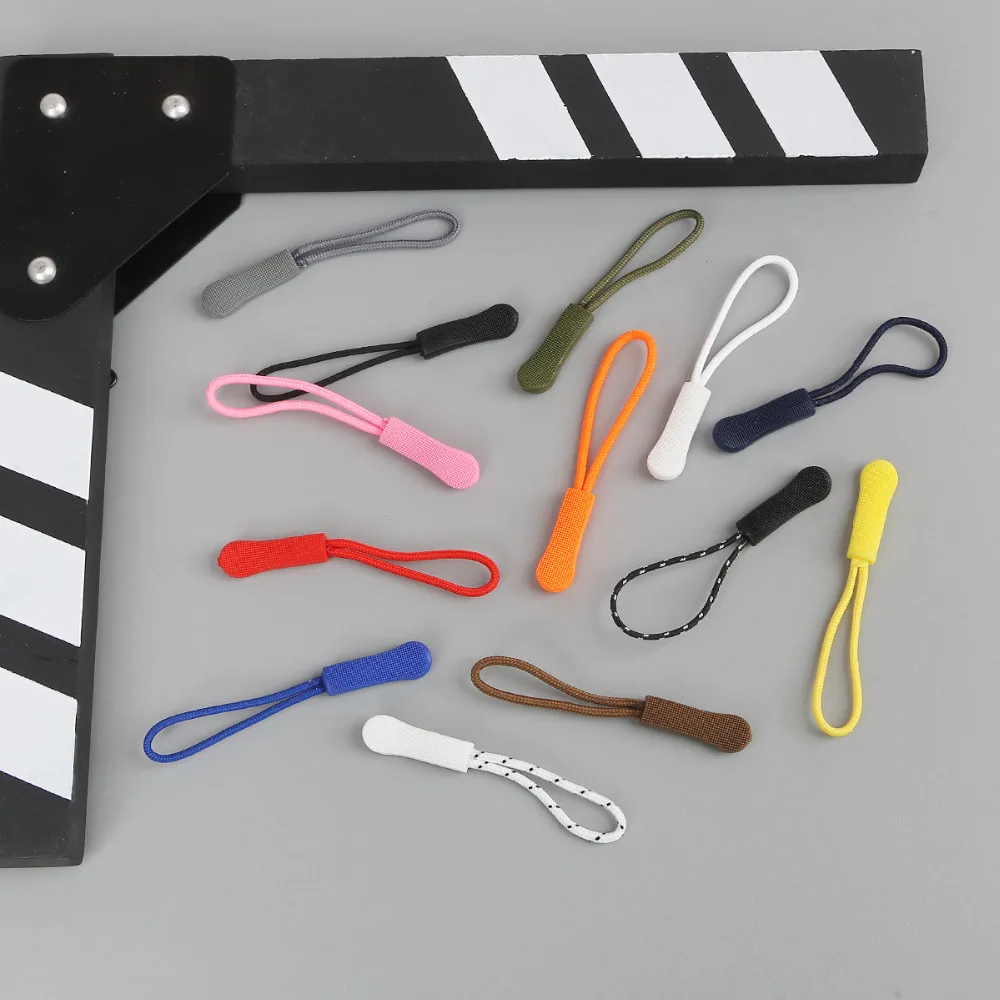 Mix Color Cord Zipper Pull Strap Lariat 10pcs/pack 10mm Width x 65mm Length Black For Apparel Accessories