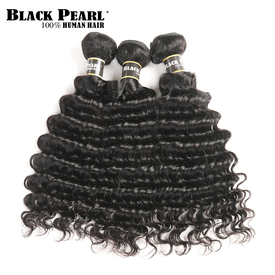 Black Pearl Deep Wave Brazilian Hair 3 Bundles Hair Weave Brazilian Human Hair Exensions Pre-Colored Non-remy Hair Black Pearl Deep Wave Brazilian Hair 3 Bundles Hair Weave Brazilian Human Hair Exensions Pre-Colored Non-remy Hair
