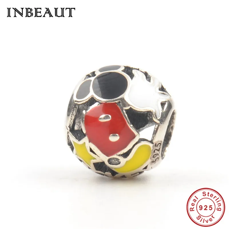 

fit Fashion Bracelet 925 Sterling Silver Cute Yellow&Red Star Moon Minnie Cartoon Beads for Hand Chain Charm Teen Girls Jewelry