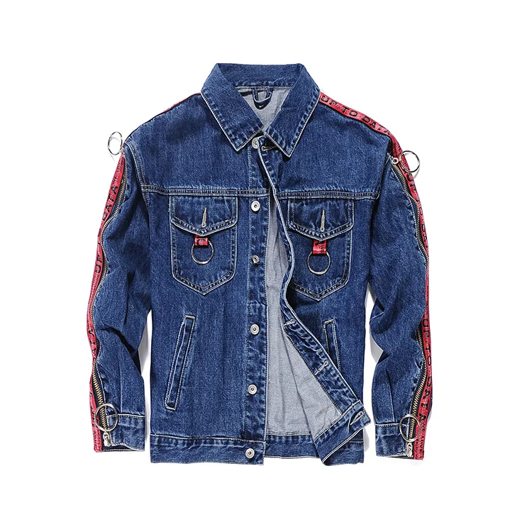 denim jacket with zipper sleeves mens