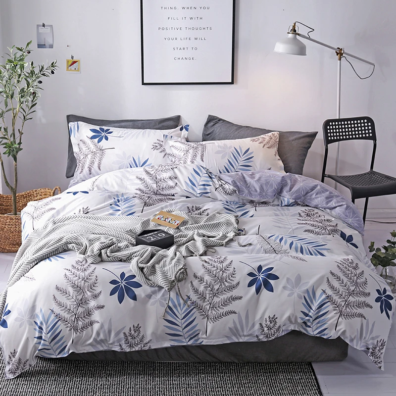 

Pastoral Leaves Printed Bedding Sets 3/4pcs Duvet Cover Set Queen King Plant Quilt Cover Bed Sheet Bed Linen Bedclothes