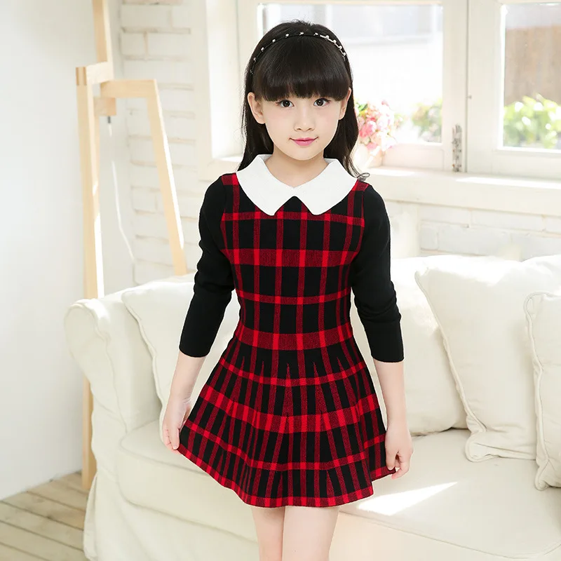 

2019 Kids Dresses For Girls Long Sleeve Knit Sweater Dress Autumn Winter Princess Teen Girl Dress For 6 8 12 years Child Clothes