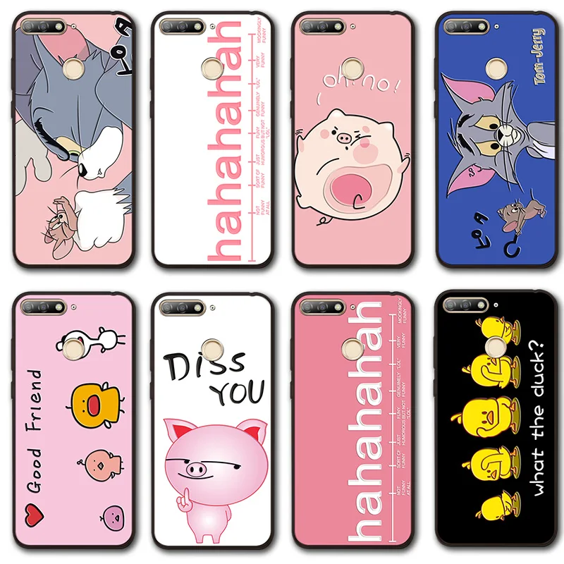 

3D Cartoon Phone Case For Huawei Honor 8X Cases 9i V10 Good Black Silicone Cover Honor 9 Lite For Huawei Honor Play 7A Pro Capa