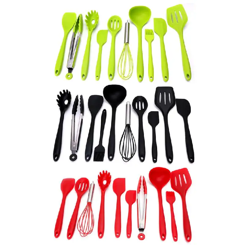 10 шт./компл. антипригарная силиконовая кухонная утварь|cooking set|kitchen cooking setsilicone utensil