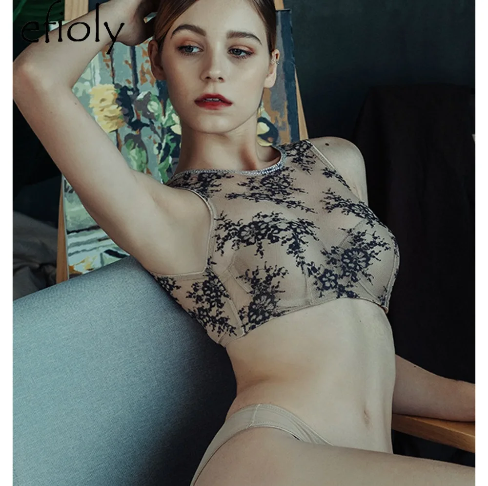 

EFIOLY Sexy Luxury Hot Drilling Without Rims Tube Top Underwear Women Set Gathering Lingerie Femme Comfortable Bra And Panty Set
