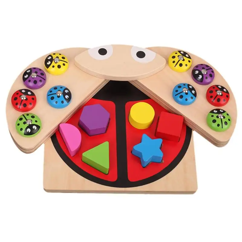 Baby Fishing Toy Set Children Magnetic Wooden Puzzle Catch Ladybug Game Baby Color Shape Cognitive Education Toys Early Learning