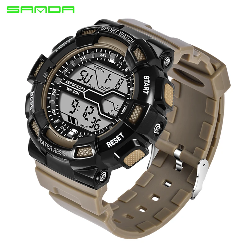 

SANDA 378 Brand Mens Sports Watches Outdoor Camping Army Watch For Men Alarm Chronograph Digital Erkek Kol Saat Clock Waterproof