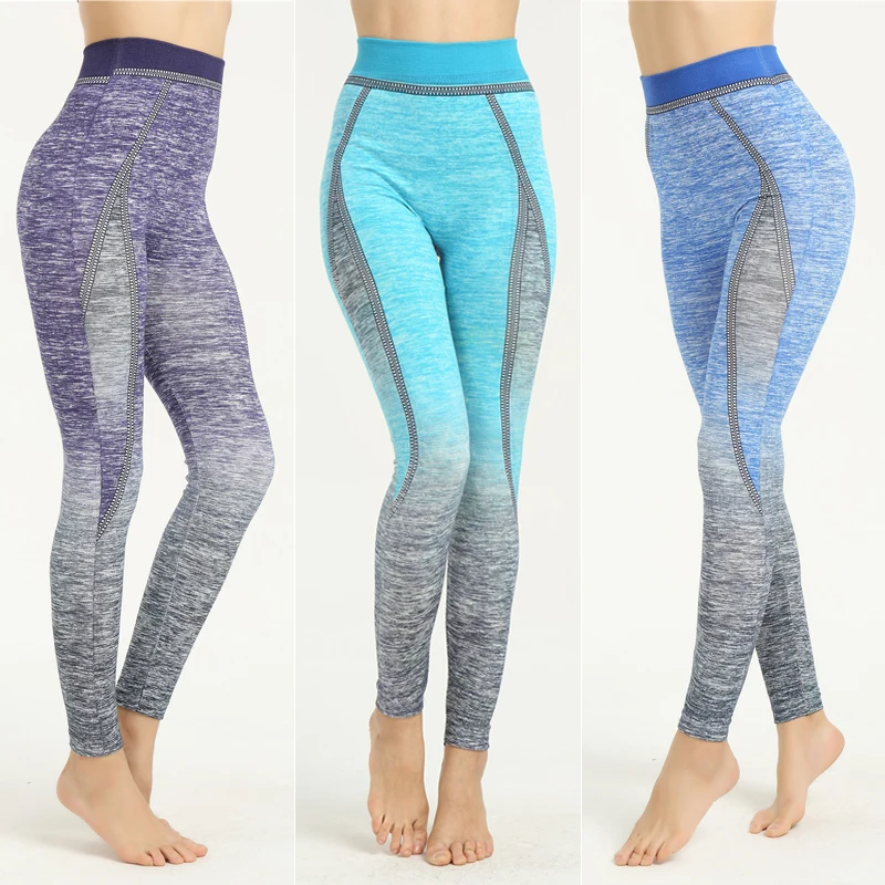 Gradient Color Women Yoga Pants Fitness Skinny Leggings Jogging Capris ...