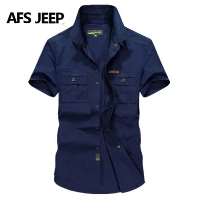 AFS JEEP рубашка мужская джинсовая рубашка Camisa Masculina размера плюс 5XL мужская рубашка брендовая одежда однотонная хлопок Camisas Hombre Vestir - Цвет: Picture Color