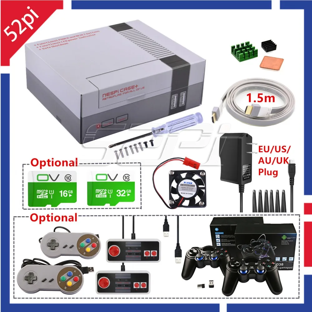 

52Pi New Version NESPI Case+ Plus Functional POWER button with Safe Shutdown Retroflag Optional Kit for Raspberry Pi 3 B+/3 B/2B