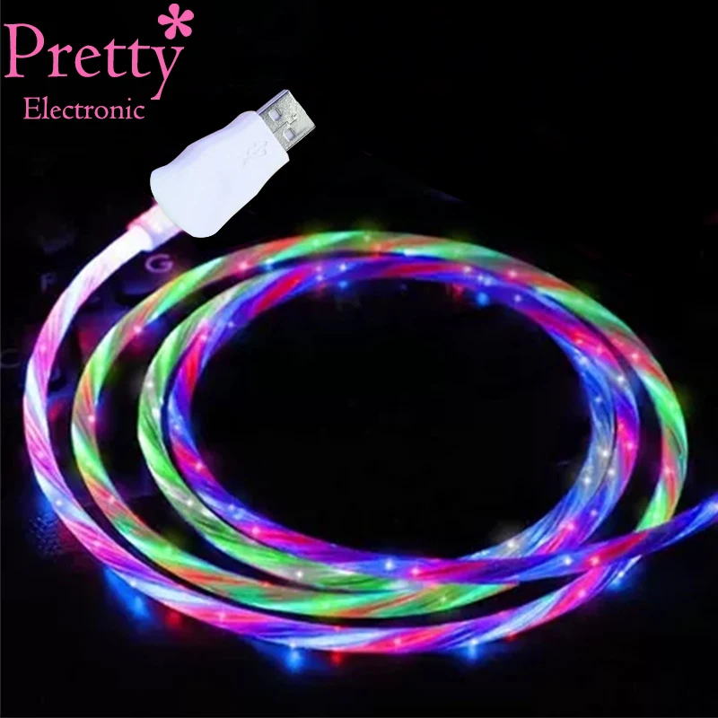 

LED Lighting Cable USB Data Cables Type C Android iOS Data Transfer 2.4A Fast Charging Cables 1m Wire Cord for Mobile Phone