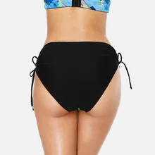 Attraco Women Bikini Bottom Ladies Cutout Swim Trunks Solid Color Swimwear Briefs Side Bandage Swimming Bottom cutout side fit