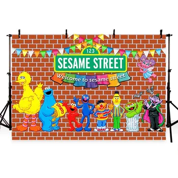

MEHOFOTO Elmo World Dark Red Bricks Wall Sesame Street Birthday Party Custom Photography Studio Banner Background Backdrop G-485