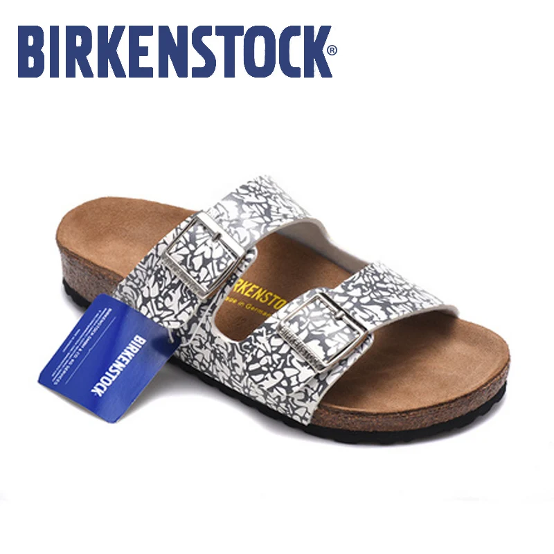 

2019 Birkenstock Sandals women Beach Soft Slippers men Birkenstock Arizona Leather Flat Flip Flop sandalias hombre EU35-46