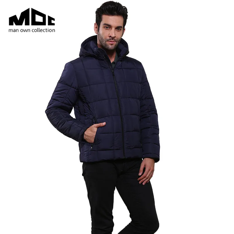 winter jacket men Blue Thicken Long Sleeve Cotton Square