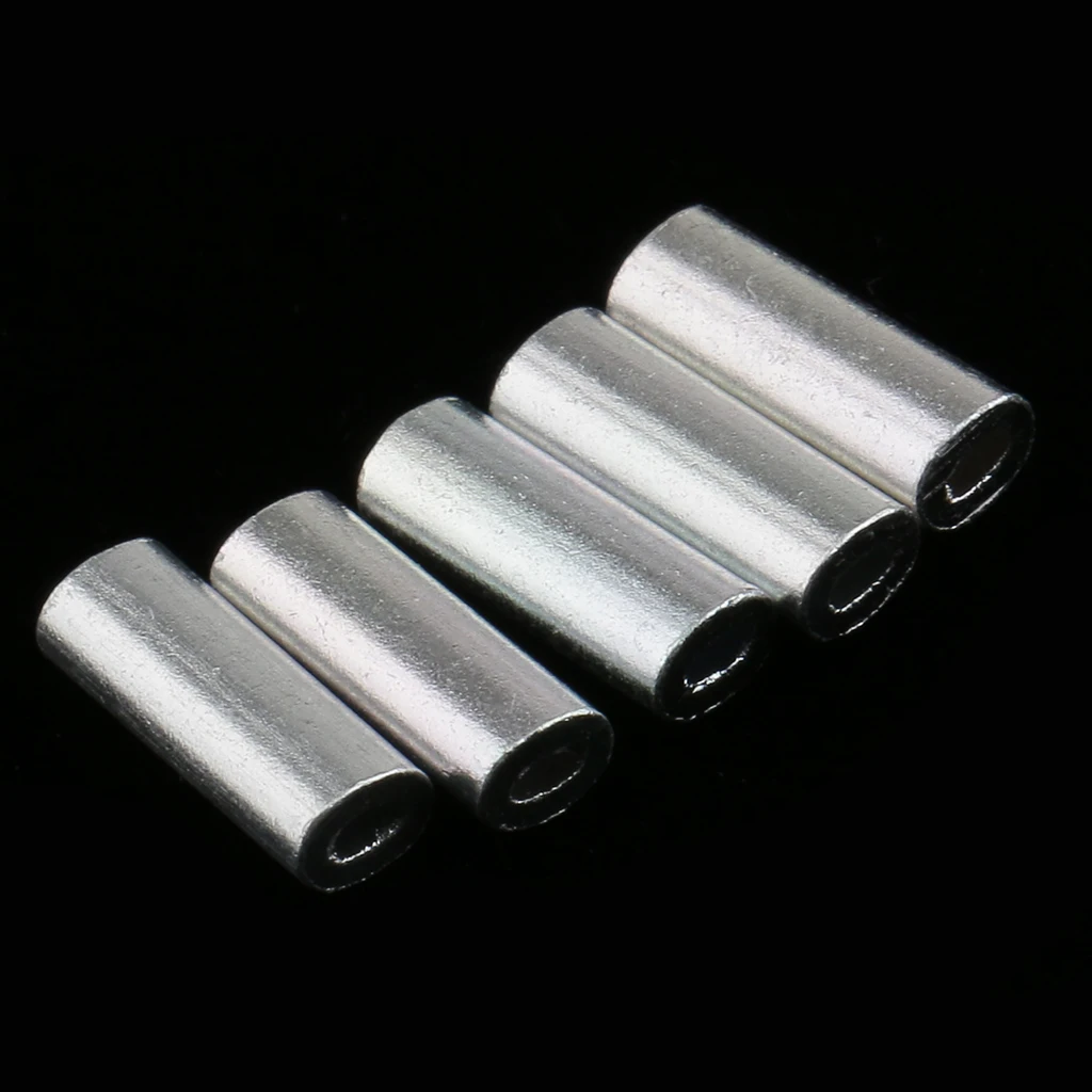 200 Pieces Mini Aluminum Oval Crimp Kit, 10mm Length Single Crimp Sleeve Set Aluminum Tube Fishing Connector, Sizes 1.0mm/1.2mm