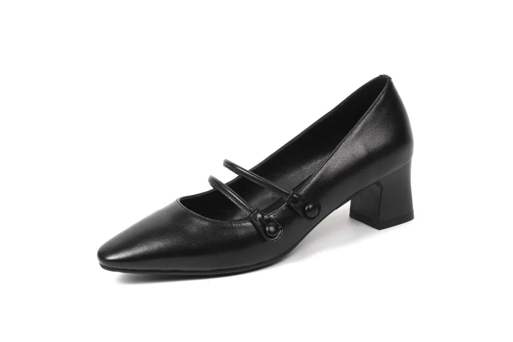 Jolie Ciel Talons noir Véritable Casual light Chaussures Rencontres Bout pu 2019 Classique En Brown Med Beige Carré Filles Sur Glissent L82 Style Concise Épais Arrivée Cuir Nouvelle fwqSa