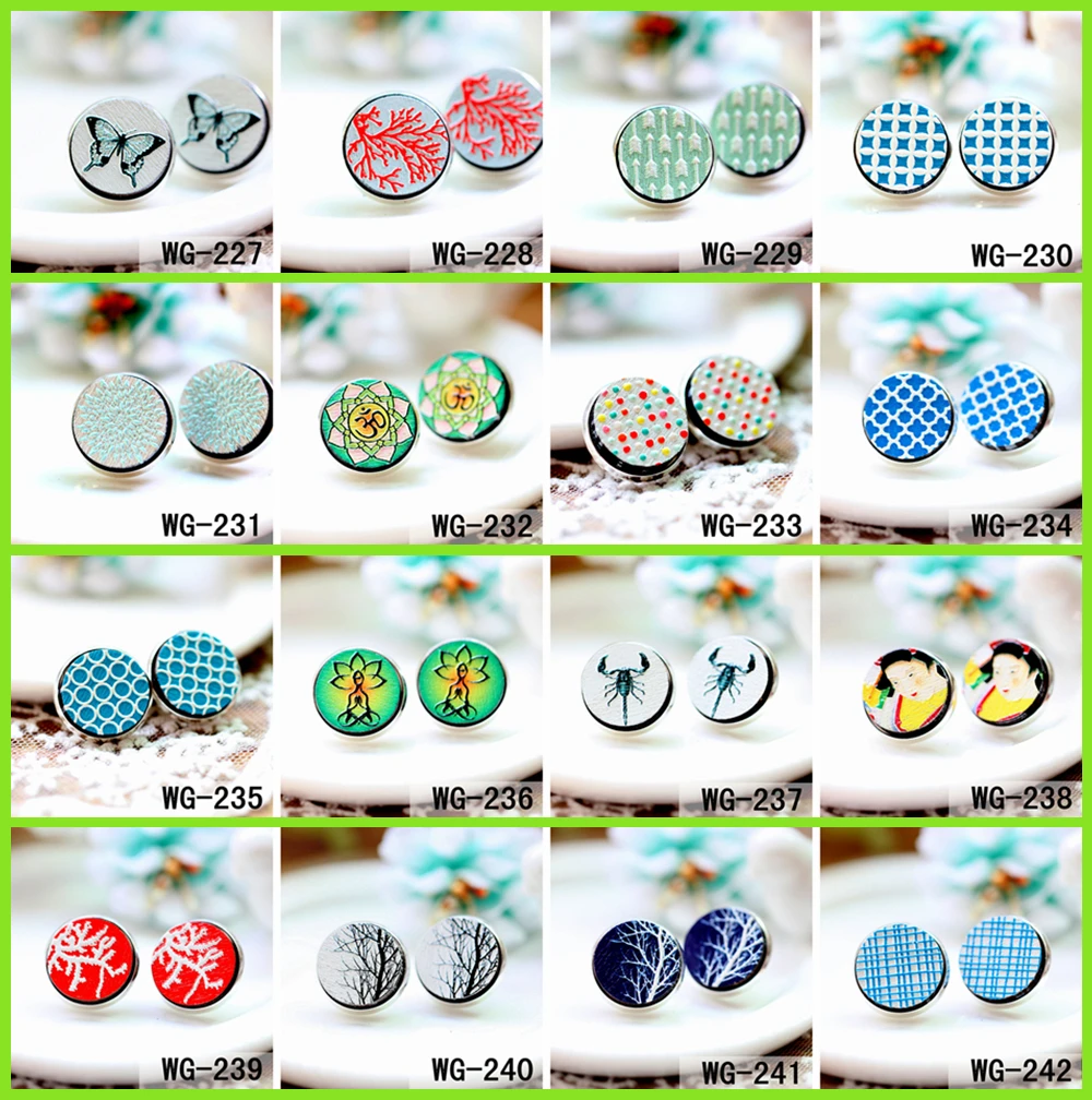 

10PCS 227-242 3D Embossed 16mm Round Coloured Drawing pattern Laser Cut wood Cabochon DIY for Rings,Earring,Brooch,Necklace WG