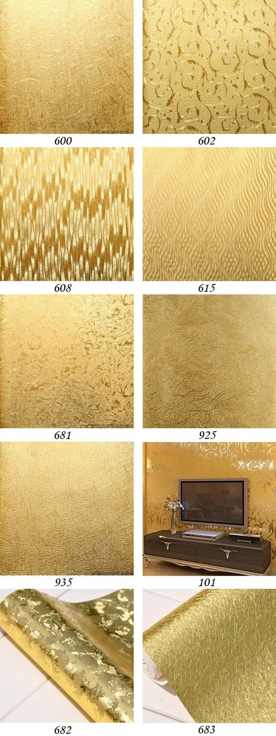 Aliexpress.com: koop goudfolie behang muren, goud behang plakken ...