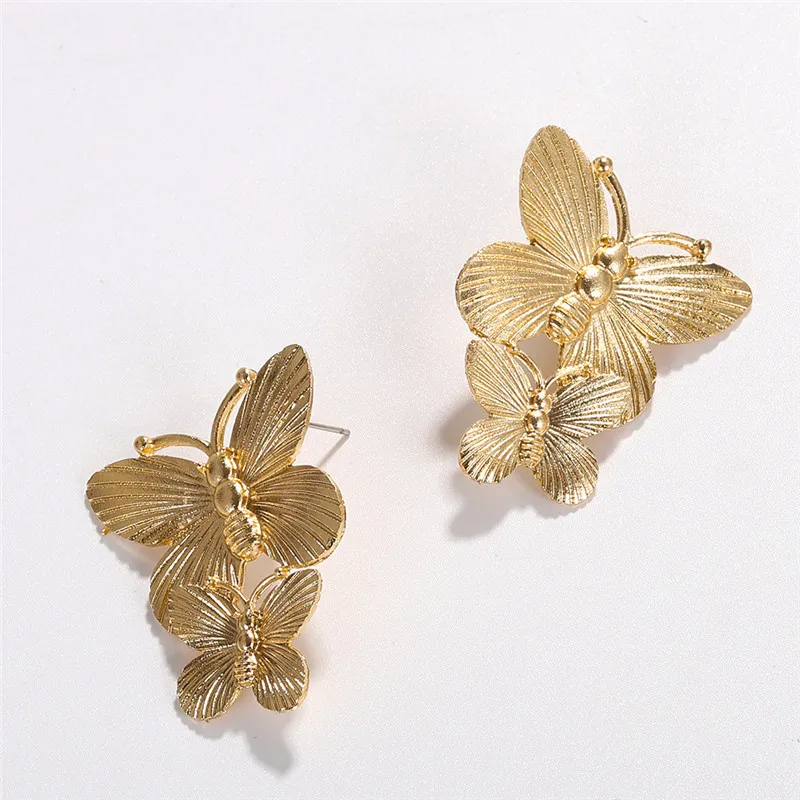 Двойные богемные женские серьги-капельки с бабочкой, золотые и серебряные металлические Эффектные серьги, лучший подарок для девочек, гаджеты для женщин ET1080