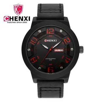 

097B CHENXI Luxury Brand Men's Quartz Analog 3D Face Leather Hour Clock Sports Watches Wrist Relogios Masculino Quartz-watch Man