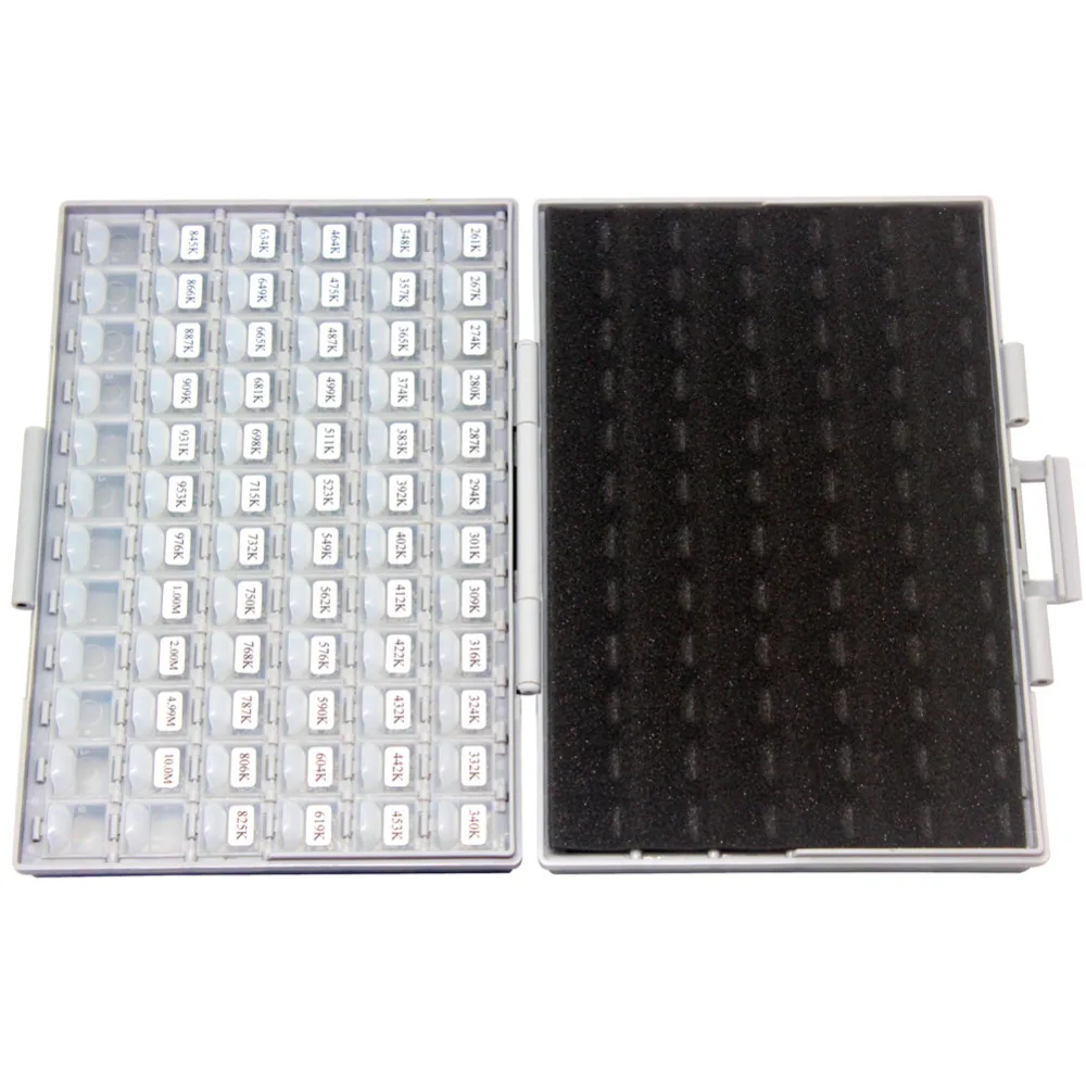AideTek SMD SMT 0805 1% E96 저항기 키트, 491 값 100 개/값 4 BOX-ALL ROHS 저항기 보관함, 플라스틱 부품 상자 R08E96100