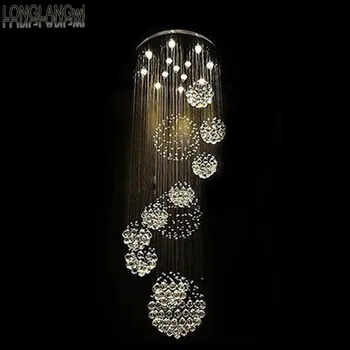 

Large Modern LED Crystal Chandeliers Lights Fixture Ladder Stairs Foyer Crystal Chandeliers lighting Ladder for Hotel Lamp