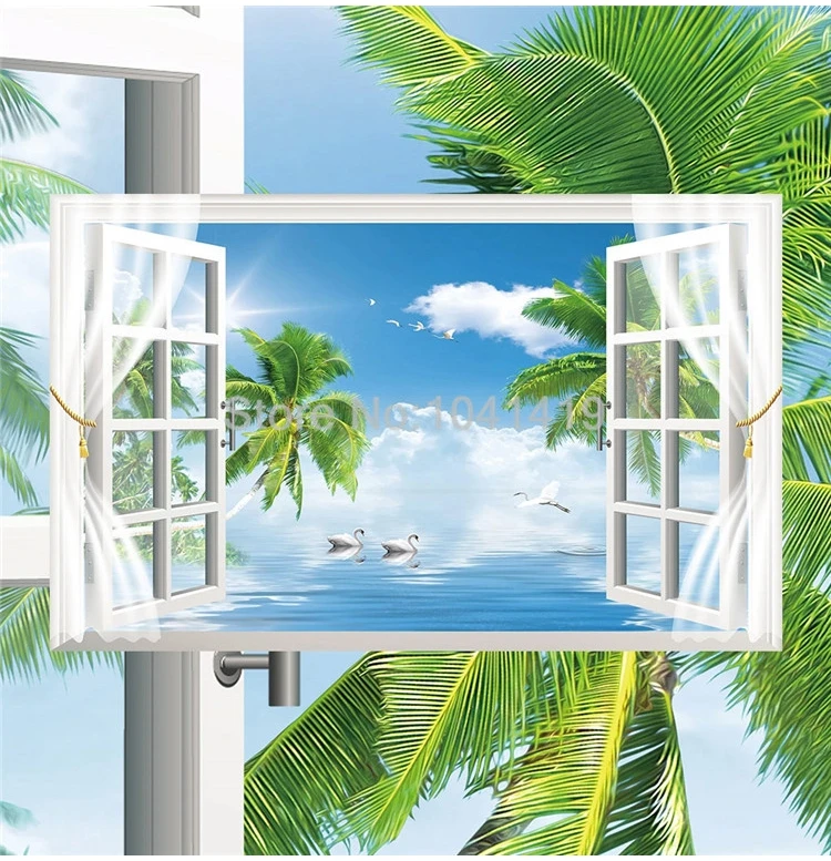 Фото обои 3D морской пейзаж фрески гостиная спальня фон Настенный декор самоклеющиеся водонепроницаемые холст настенные наклейки