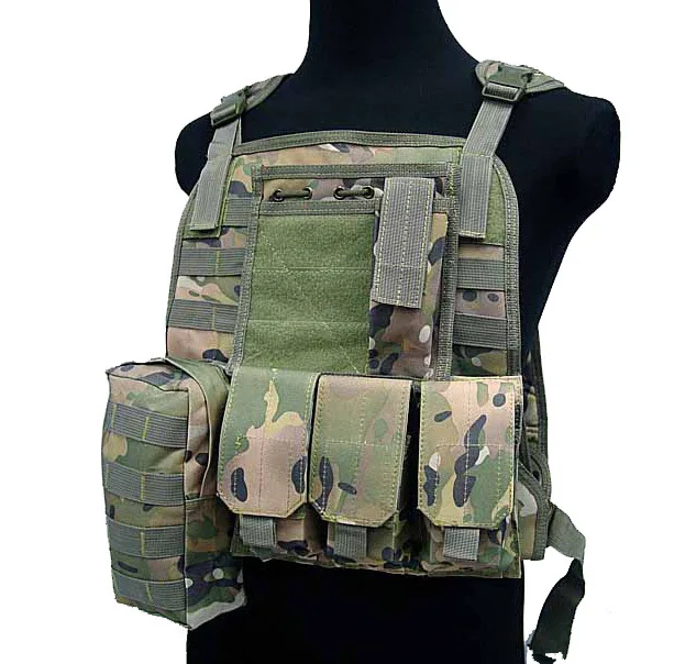 

Tactical Combat Airsoft Paintball Hunting Shooting Combat Molle Vest Chest Rig Harness W/ Triple 5.56mm Mag Pouch Multicam