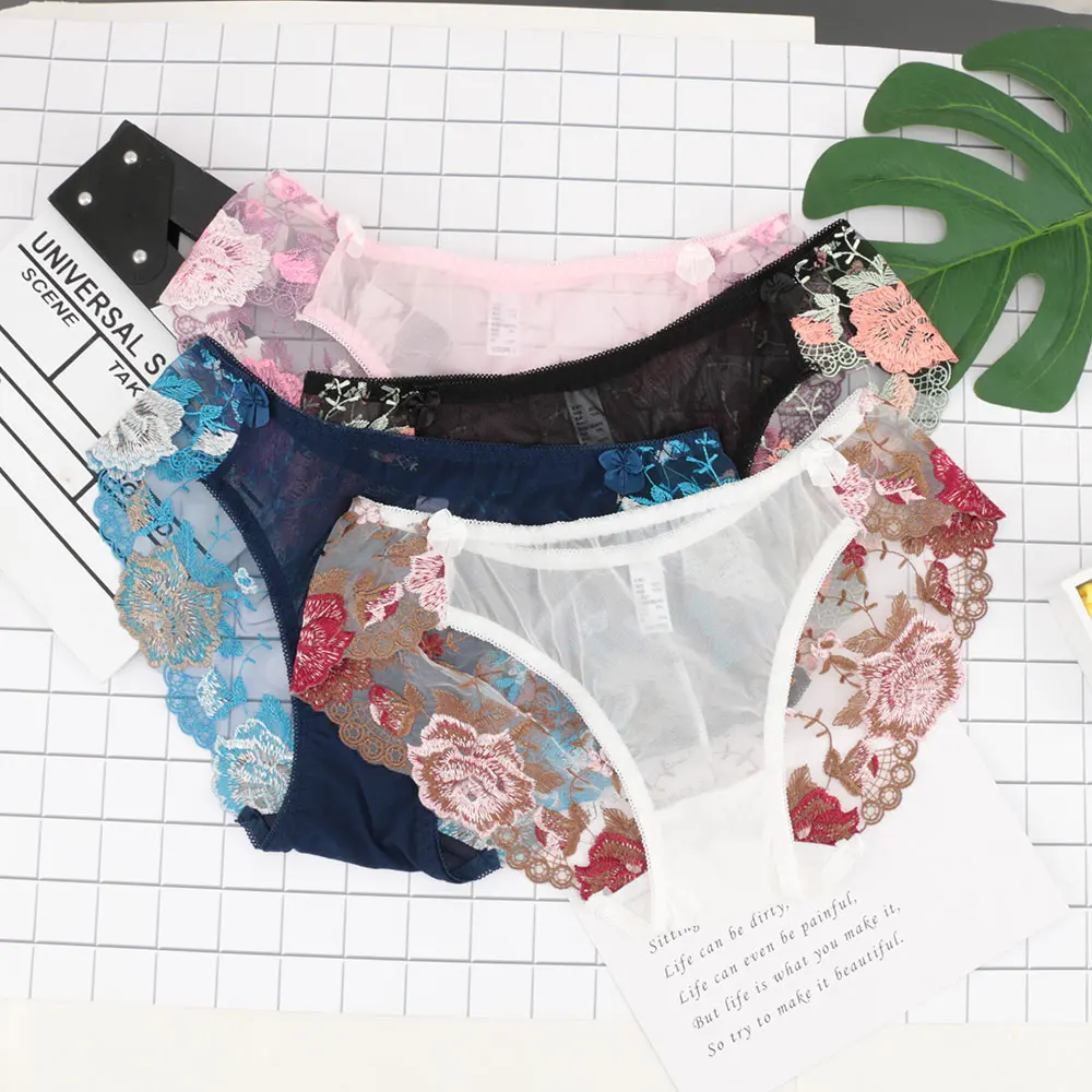 Women Sexy Lace Panties Female Seamless Breathable Flower Embroidery