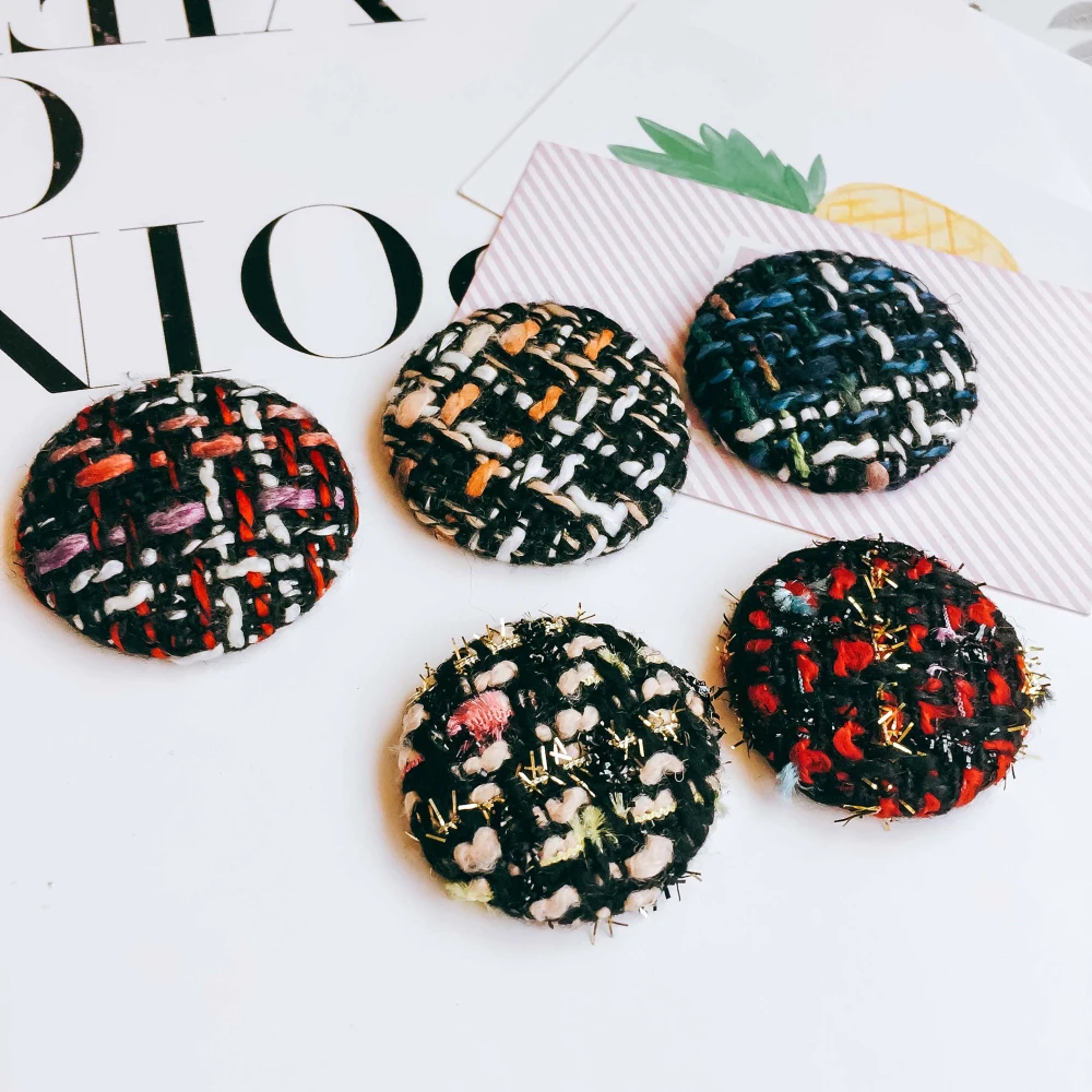 

Stripe Wool Stuff Goods Hairpin Clip Accessories Cameo Button Supplies for Jewelry Making Earring Accessories Components 8pcs