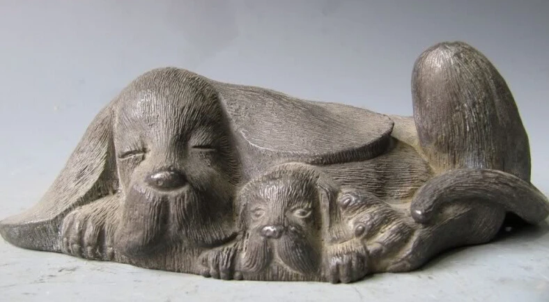 

R0717 Details about Chinese Folk Copper bronze lovely mother Pekinese Dog Statue Art Sculpture B0403