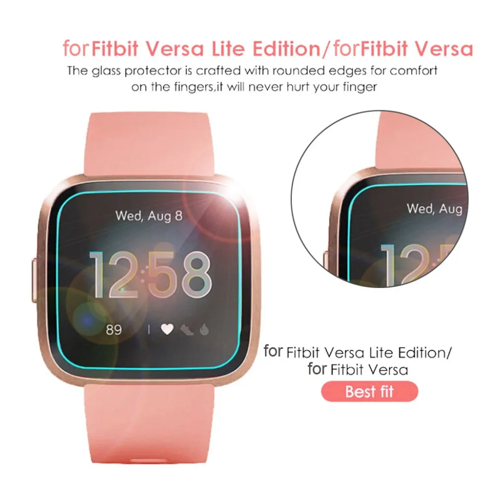 Защитное стекло для Fitbit Versa Lite, закаленное стекло, защита экрана, пузырьки, Смарт-часы, жесткая защитная пленка