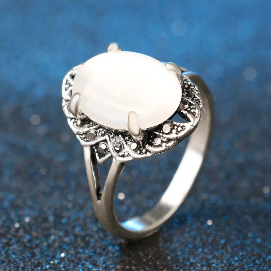 Женское Винтажное кольцо с опалом из нержавеющей стали 316|opal rings for women|rings womenopal ring |