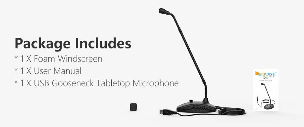 FIFINE Gooseneck Microphone for Teaching Classroom Online Meeting Video Social APP USB suit for PC Laptop Height Adjustable