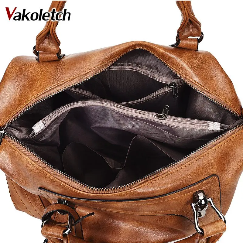 Bolso de mujer 2019 Vintage bolso de hombro Bolsos De Mujer bolsos de cuero suave bandolera para mujeres señoras Boston Bolsa femenina KL279