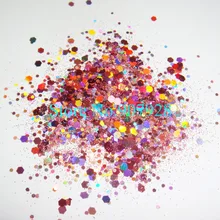 50 грамм/мешок x Смешанные Лазерные розовые цвета(блестящий порошок+ шестигранник) форма для украшения ногтей