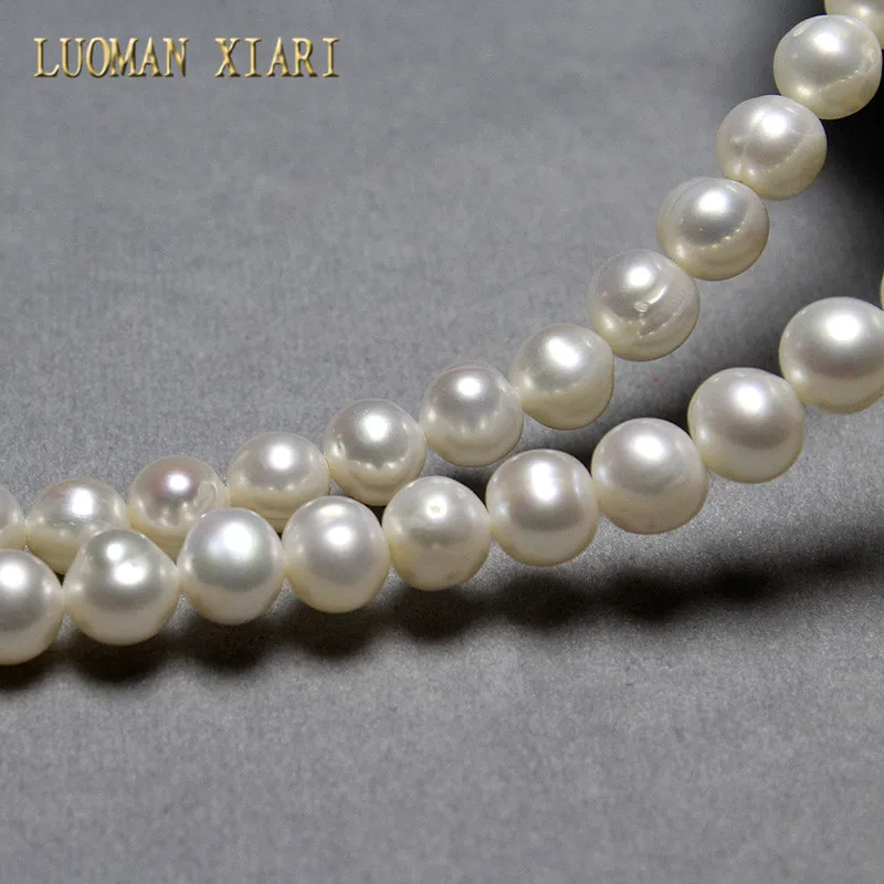 Бусины из пресноводного жемчуга для самостоятельного изготовления ювелирных изделий, браслет, ожерелье для женщин, размер около 7-8 мм, 1 нить около 37-39 см
