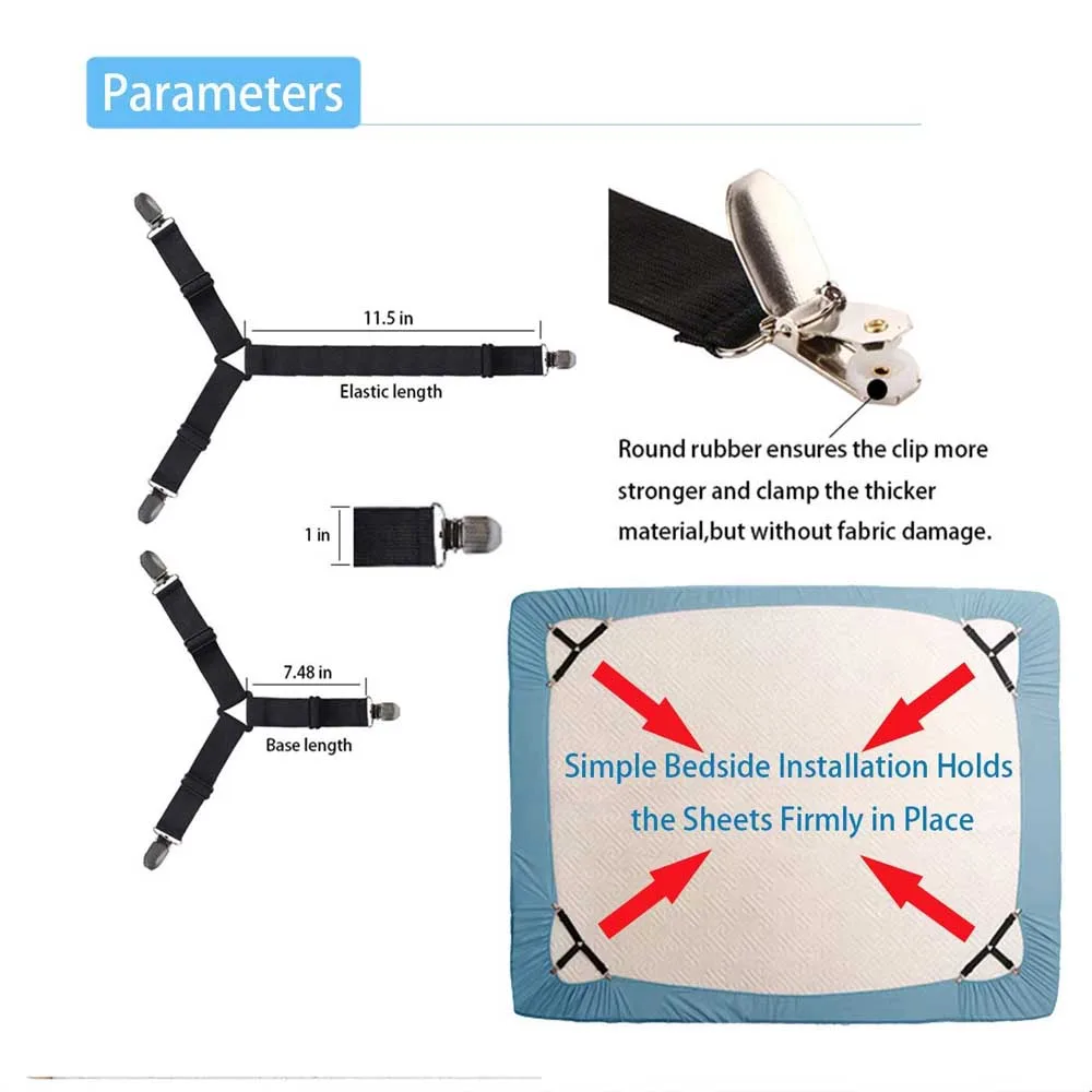 4 шт. простыня держатель ремни крепеж регулируемое постельное белье для матраца Чехлы держатель ремни эластичные подтяжки захват держатель